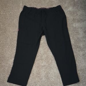 Betsey Johnson Black Scrub Pants with 6 Pockets & Pink Accents